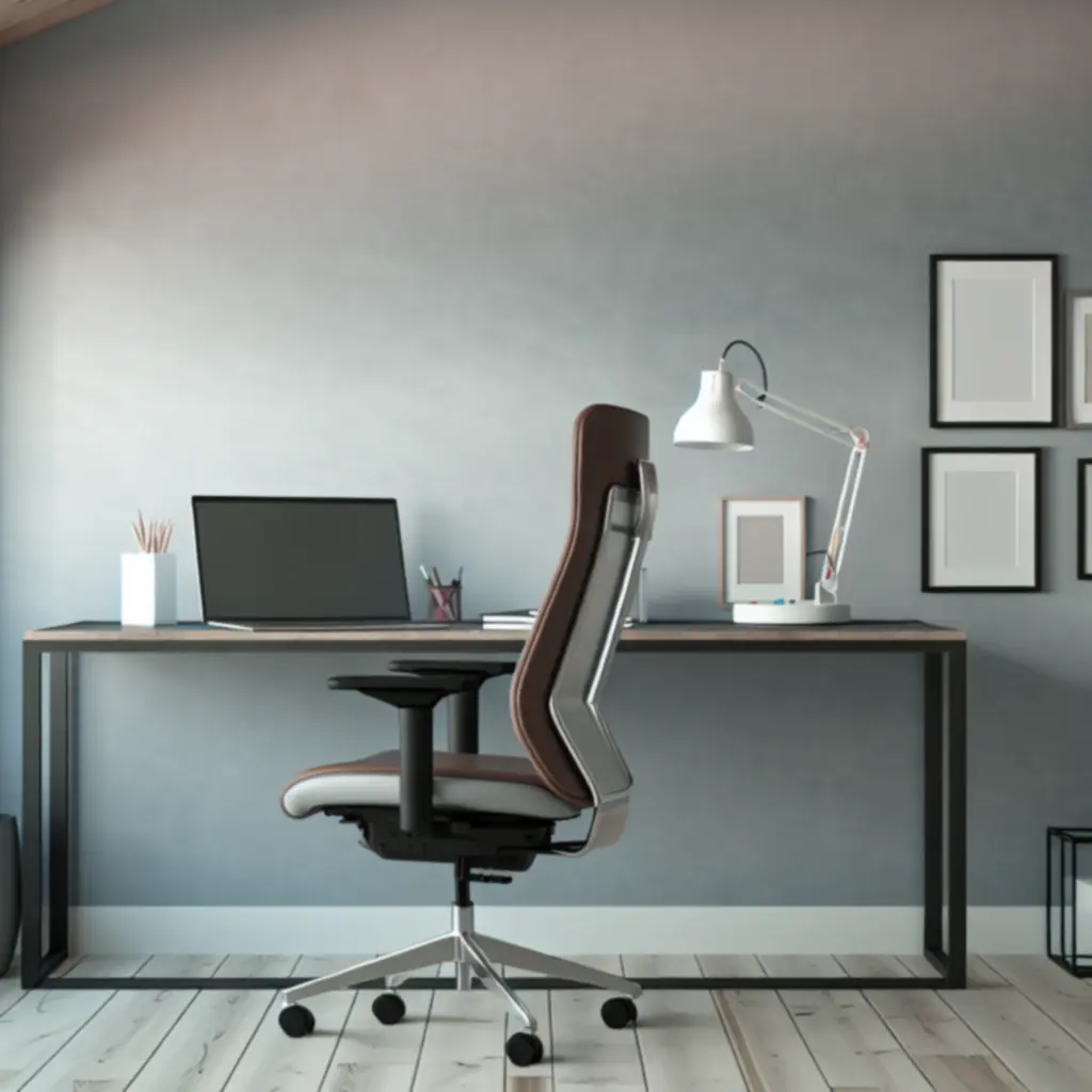 Ergonomiczne stanowisko pracy z biurkiem z regulacją wysokości i fotelem