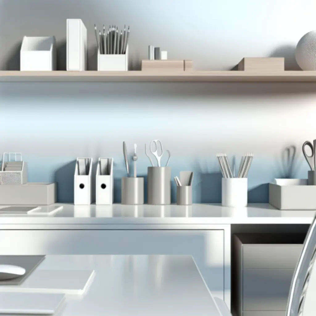 Nowoczesne akcesoria biurowe ułożone na uporządkowanym biurku