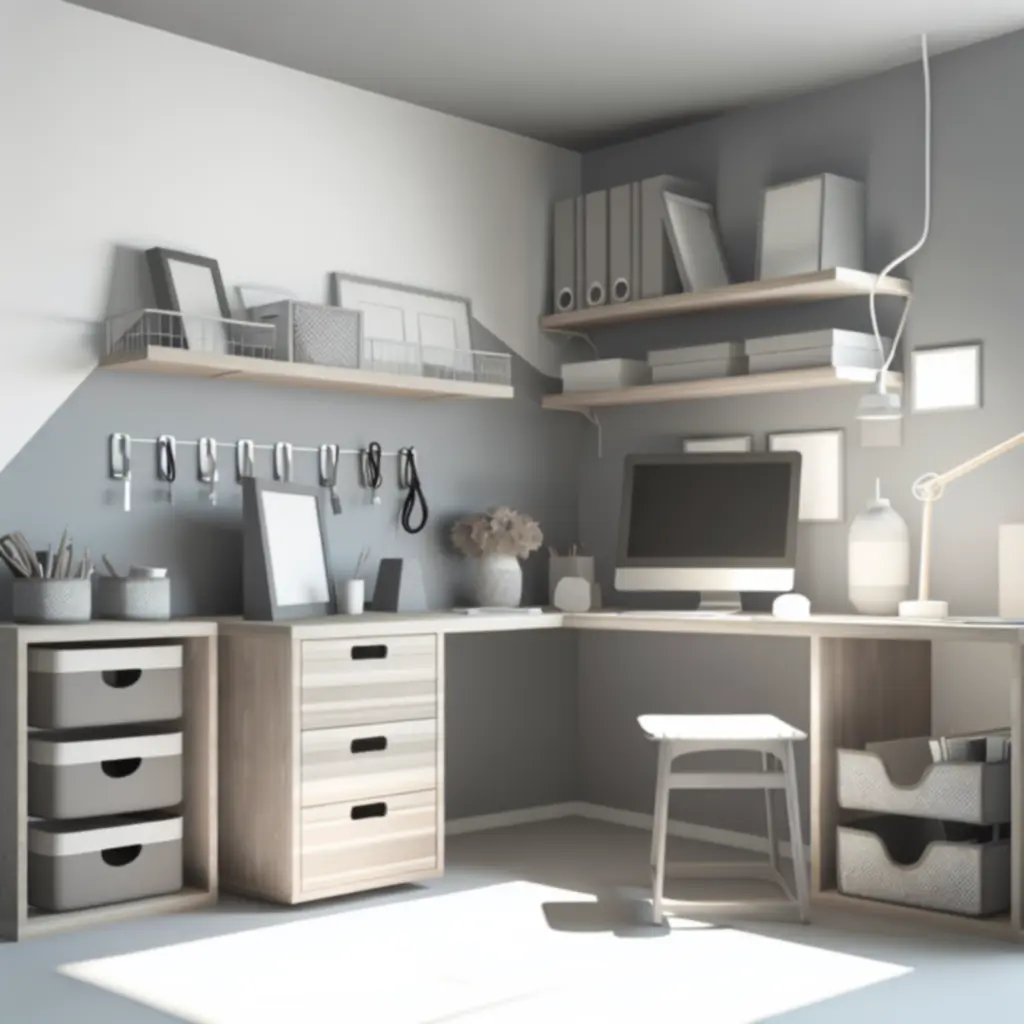 Zainspirowana aranżacja uporządkowanego biurka z organizerami