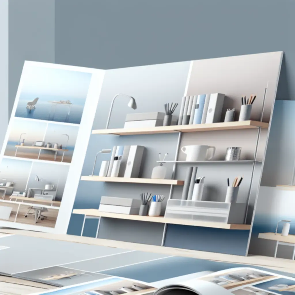 Nowoczesny katalog produktów biurowych Deskoviry z akcesoriami na biurku