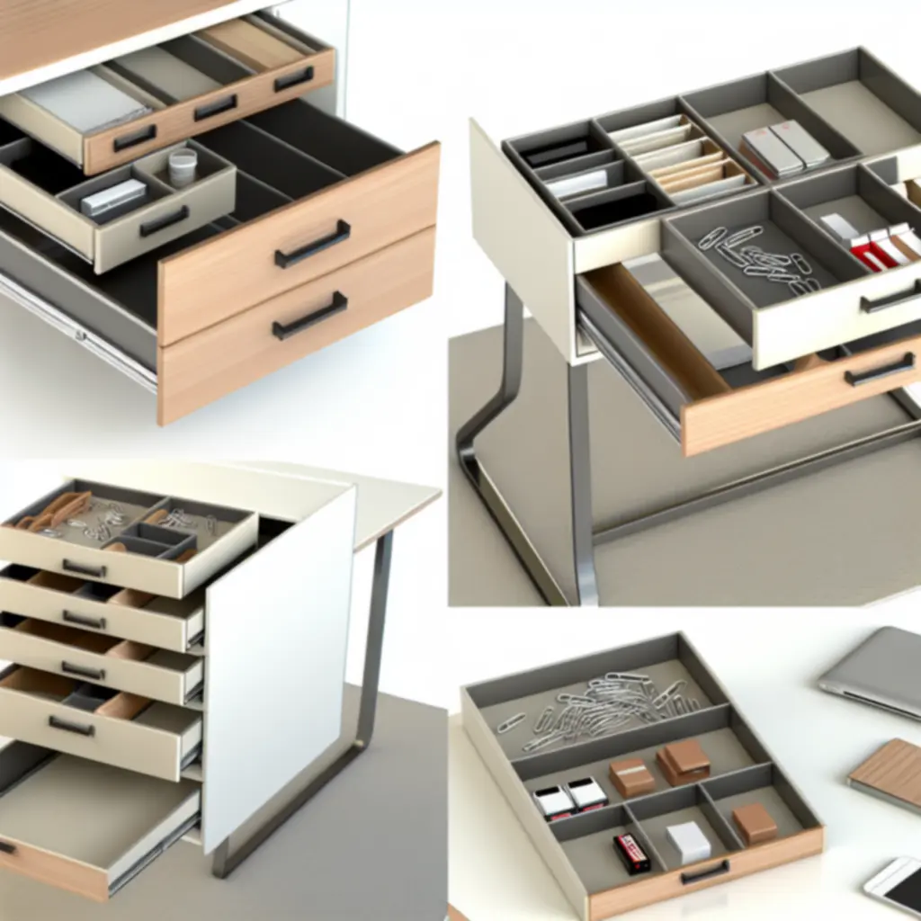 Modułowe szufladki i pojemniki na akcesoria biurowe