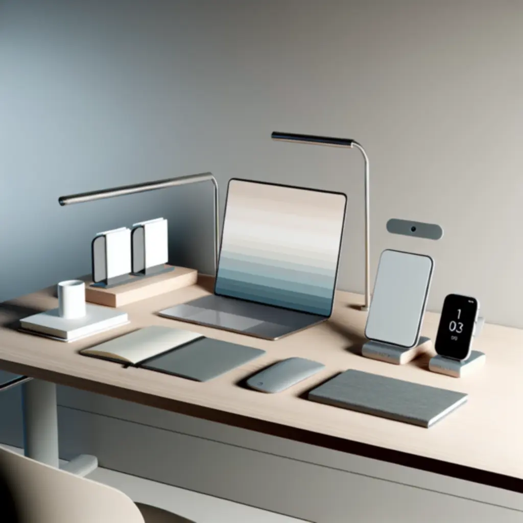 Gotowy zestaw wyposażenia domowego biura z biurkiem i organizerami